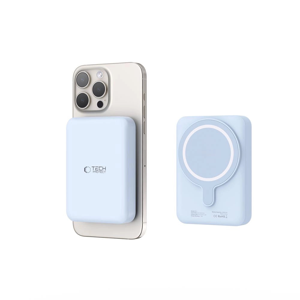 Tech-Protect LifeMag PB11 Powerbank med MagSafe 10000mAh 15W USB-C port - blå + USB-C kabel