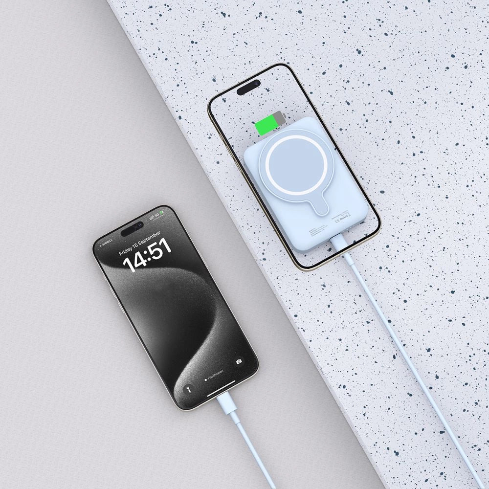 Tech-Protect LifeMag PB11 Powerbank med MagSafe 10000mAh 15W USB-C port - blå + USB-C kabel