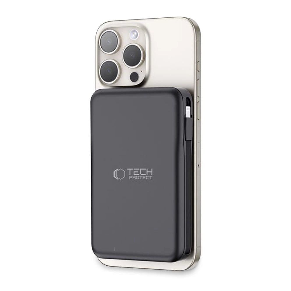 Tech-Protect LifeMag PB31 Power Bank med MagSafe 10000mAh 15W USB-C / USB-A / Indbygget USB-C / Lightning Kabler - sort