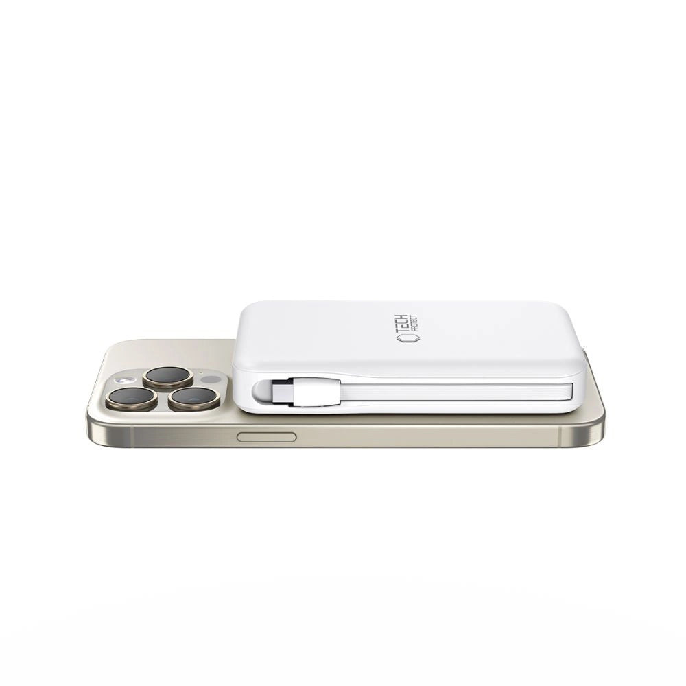 Tech-Protect LifeMag PB31 Power Bank med MagSafe 10000mAh 15W USB-C / USB-A / Indbygget USB-C / Lightning Kabler - hvid