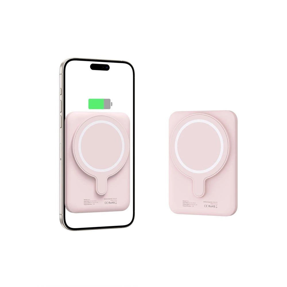 Tech-Protect LifeMag PB10 Powerbank med MagSafe 5000mAh 15W USB-C port - lyserød + USB-C kabel