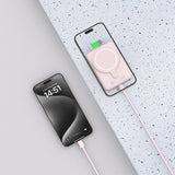 Tech-Protect LifeMag PB10 Powerbank med MagSafe 5000mAh 15W USB-C port - lyserød + USB-C kabel