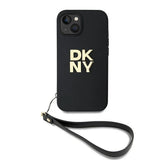 DKNY Wrist Strap Stock Logo Case til iPhone 14 / 15 / 13 - sort