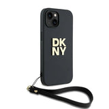 DKNY Wrist Strap Stock Logo Case til iPhone 14 / 15 / 13 - sort