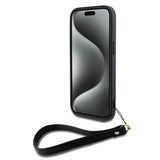 DKNY Wrist Strap Stock Logo Case til iPhone 14 / 15 / 13 - sort