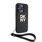 DKNY Wrist Strap Stock Logo Case til iPhone 15 Pro - sort