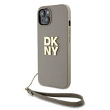 DKNY Wrist Strap Stock Logo Case til iPhone 15 Plus - beige
