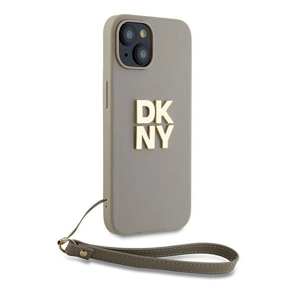 DKNY Wrist Strap Stock Logo Case til iPhone 15 / 14 / 13 - beige