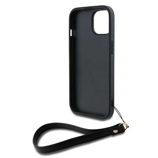 DKNY Wrist Strap Stock Logo Case til iPhone 15 / 14 / 13 - sort