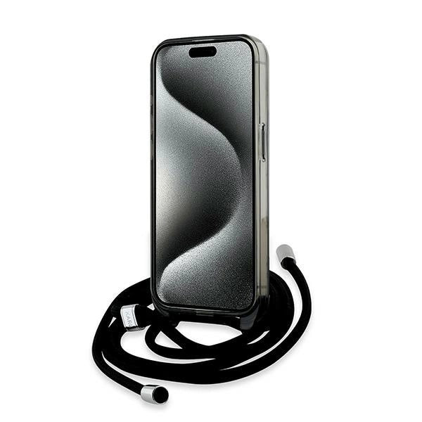 Karl Lagerfeld IML Crossbody Monogram Karl & Choupette Head MagSafe Case for iPhone 15 Pro - Black