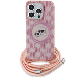Karl Lagerfeld IML Crossbody Monogram Karl & Choupette Head MagSafe case for iPhone 15 Pro - pink