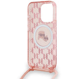 Karl Lagerfeld IML Crossbody Monogram Karl & Choupette Head MagSafe case for iPhone 15 Pro - pink