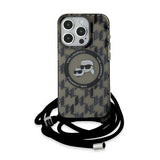 Karl Lagerfeld IML Crossbody Monogram Karl & Choupette Head MagSafe Case for iPhone 15 Pro Max - Black