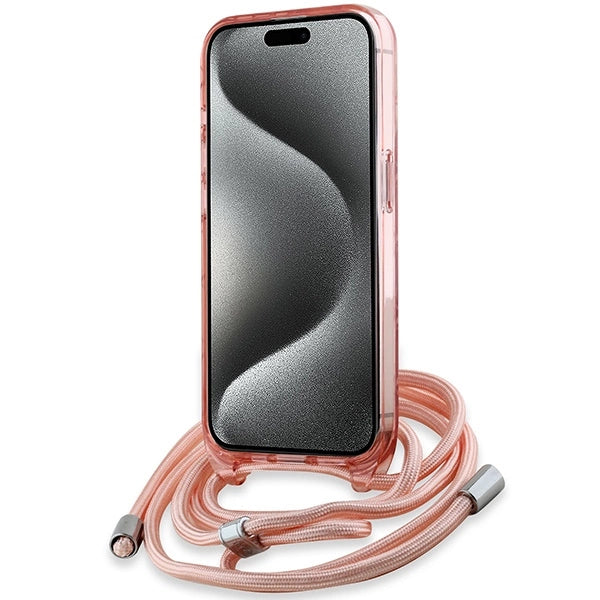 Karl Lagerfeld IML Crossbody Monogram Karl & Choupette Head MagSafe Case for iPhone 15 Pro Max - Pink