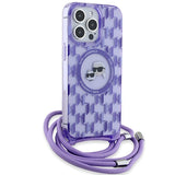 Karl Lagerfeld IML Crossbody Monogram Karl & Choupette Head MagSafe Case for iPhone 15 Pro Max - Purple