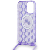 Karl Lagerfeld IML Crossbody Monogram Karl & Choupette Head MagSafe Case for iPhone 15 Pro Max - Purple