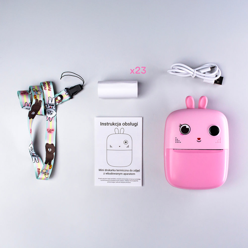 Mini termisk printer til børn med kamera og videokamera - Pink