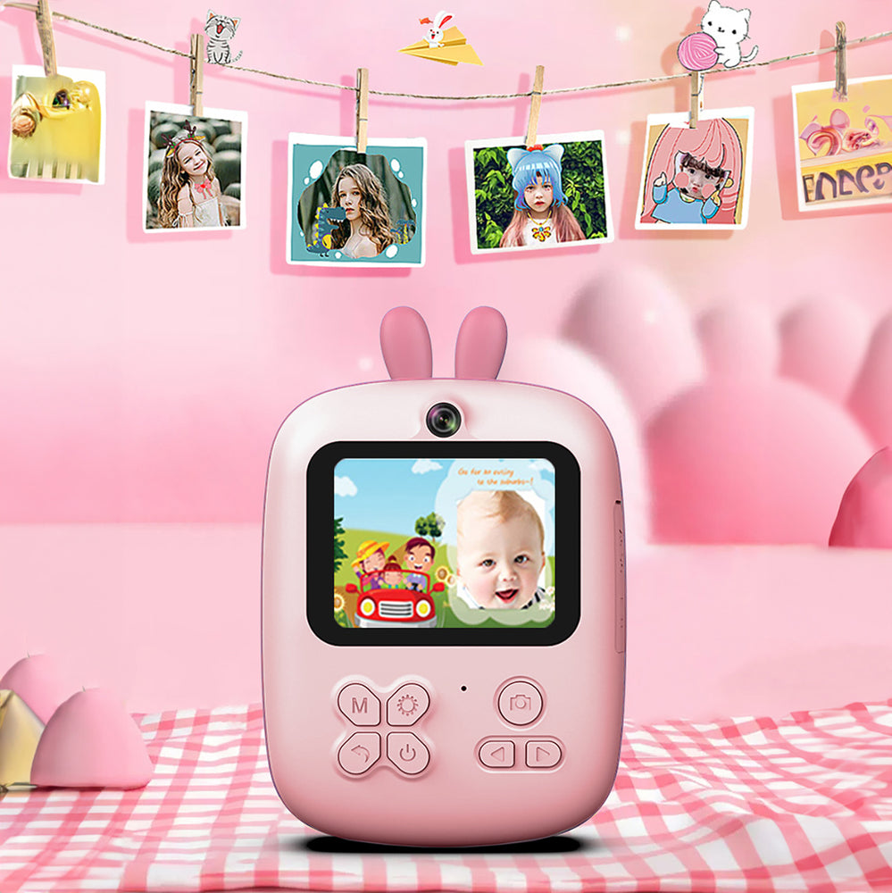 Mini termisk printer til børn med kamera og videokamera - Pink
