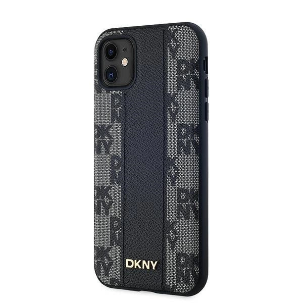 DKNY læder krydsede Mono mønster MagSafe Case til iPhone 11 / Xr - sort