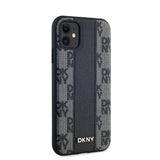 DKNY læder krydsede Mono mønster MagSafe Case til iPhone 11 / Xr - sort