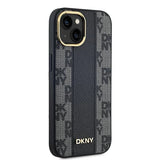 DKNY læder krydsede Mono mønster MagSafe Case til iPhone 15 Plus / 14 Plus - sort