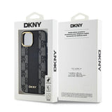 DKNY læder krydsede Mono mønster MagSafe Case til iPhone 15 Plus / 14 Plus - sort