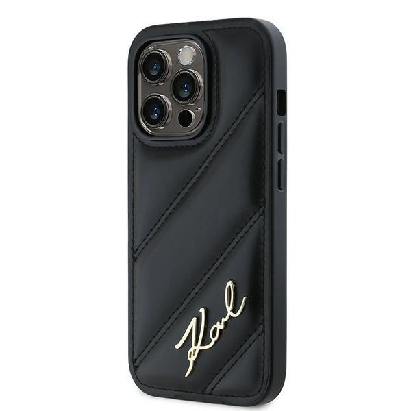 Karl Lagerfeld Diagonal Quilted Script case for iPhone 13 Pro Max - black