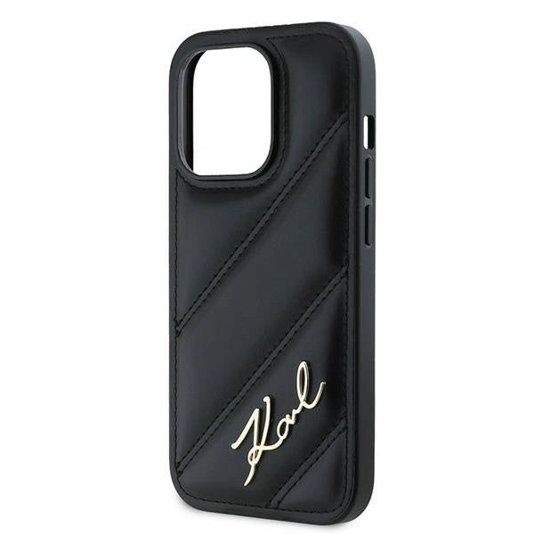 Karl Lagerfeld Diagonal Quilted Script case for iPhone 13 Pro Max - black
