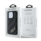 Karl Lagerfeld Diagonal Quilted Script case for iPhone 13 Pro Max - black