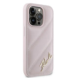 Karl Lagerfeld Diagonal Quilted Script case for iPhone 14 Pro - pink