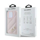 Karl Lagerfeld Diagonal Quilted Script case for iPhone 14 Pro - pink