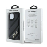 Karl Lagerfeld Diagonal Quilted Script case for iPhone 14 / 15 / 13 - black