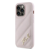 Karl Lagerfeld Diagonal Quilted Script case for iPhone 14 Pro Max - pink