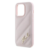 Karl Lagerfeld Diagonal Quilted Script case for iPhone 14 Pro Max - pink