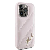 Karl Lagerfeld Diagonal Quilted Script case for iPhone 15 Pro - pink