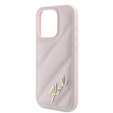 Karl Lagerfeld Diagonal Quilted Script case for iPhone 15 Pro - pink