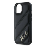 Karl Lagerfeld Diagonal Quilted Script case for iPhone 15 Plus / 14 Plus - black