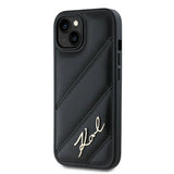 Karl Lagerfeld Diagonal Quilted Script case for iPhone 15 / 14 / 13 - black