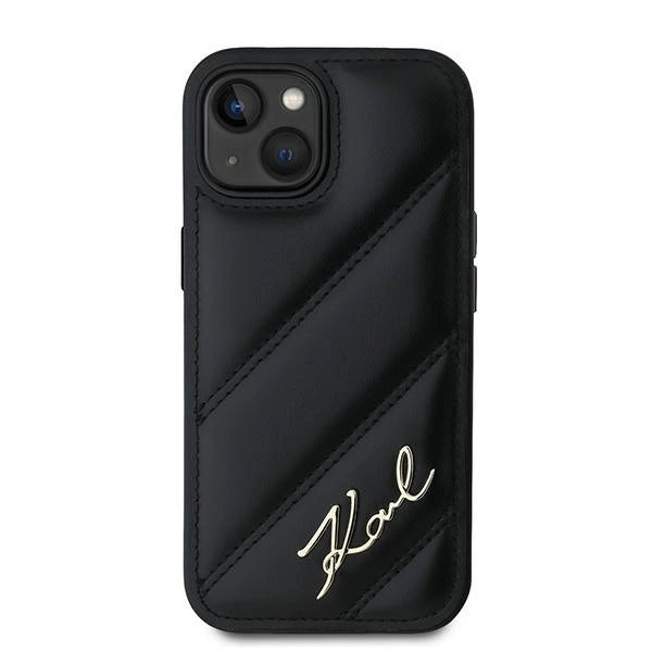 Karl Lagerfeld Diagonal Quilted Script case for iPhone 15 / 14 / 13 - black