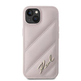 Karl Lagerfeld Diagonal Quilted Script case for iPhone 15 / 14 / 13 - pink