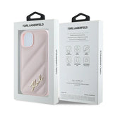 Karl Lagerfeld Diagonal Quilted Script case for iPhone 15 / 14 / 13 - pink