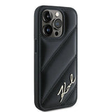 Karl Lagerfeld Diagonal Quilted Script case for iPhone 15 Pro Max - black