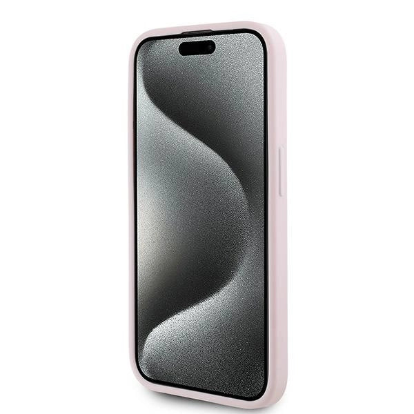 Karl Lagerfeld Diagonal Quilted Script case for iPhone 15 Pro Max - pink