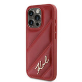 Karl Lagerfeld Diagonal Quilted Script case for iPhone 15 Pro Max - red