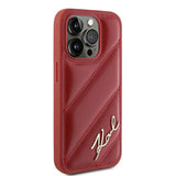 Karl Lagerfeld Diagonal Quilted Script case for iPhone 15 Pro Max - red