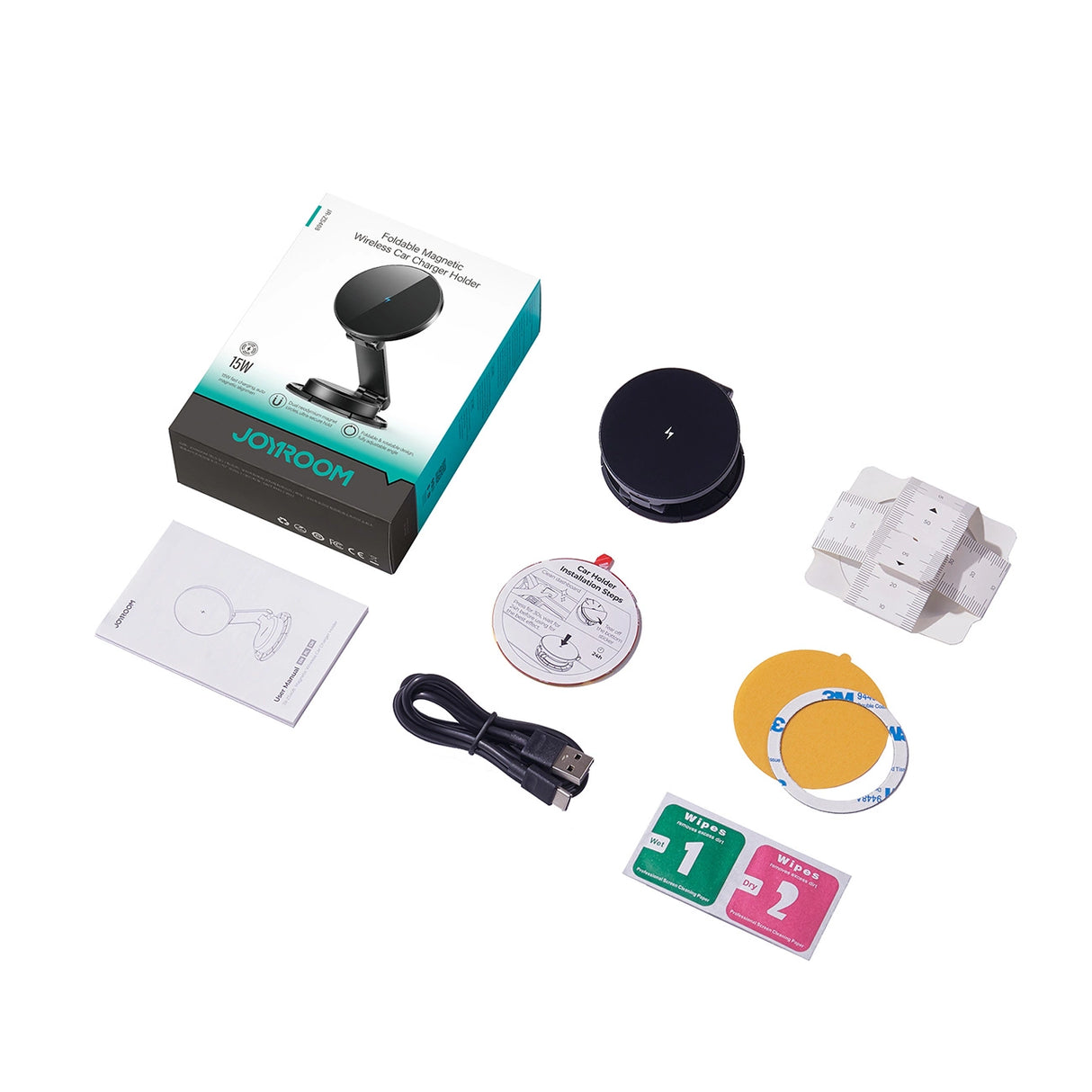 Joyroom JR-ZS408 magnetholder med 15W induktiv oplader til bil cockpit - sort