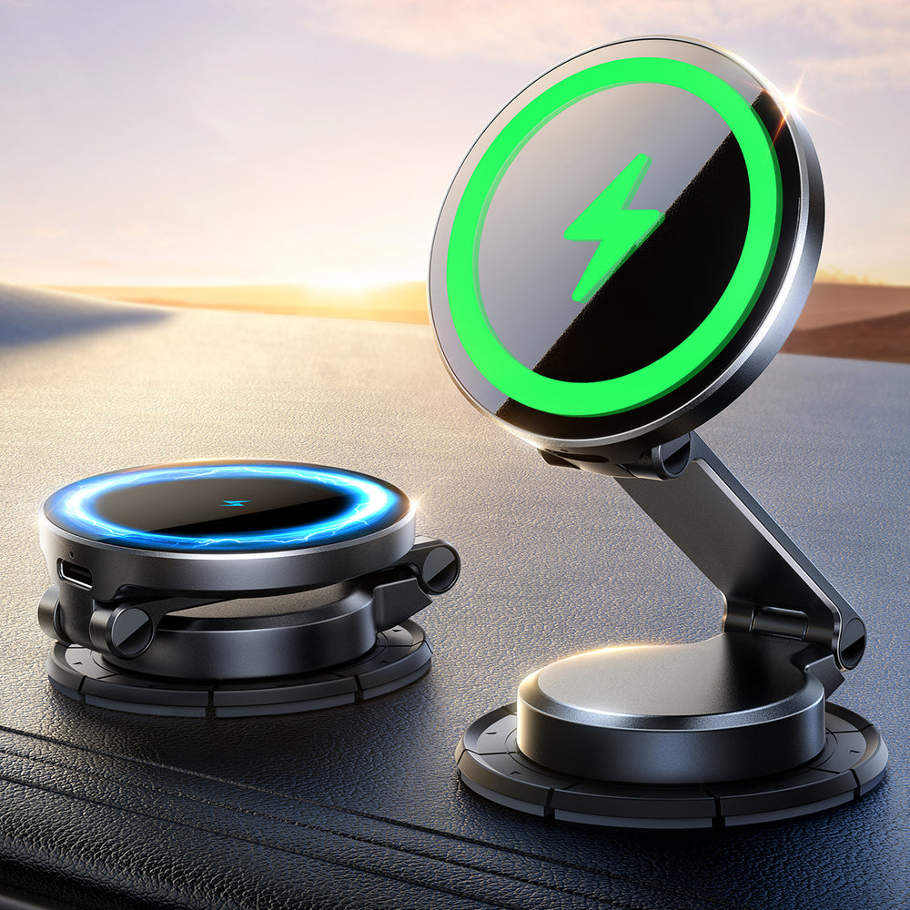 Joyroom JR-ZS408 magnetic holder with 15W inductive charger for car cockpit - black