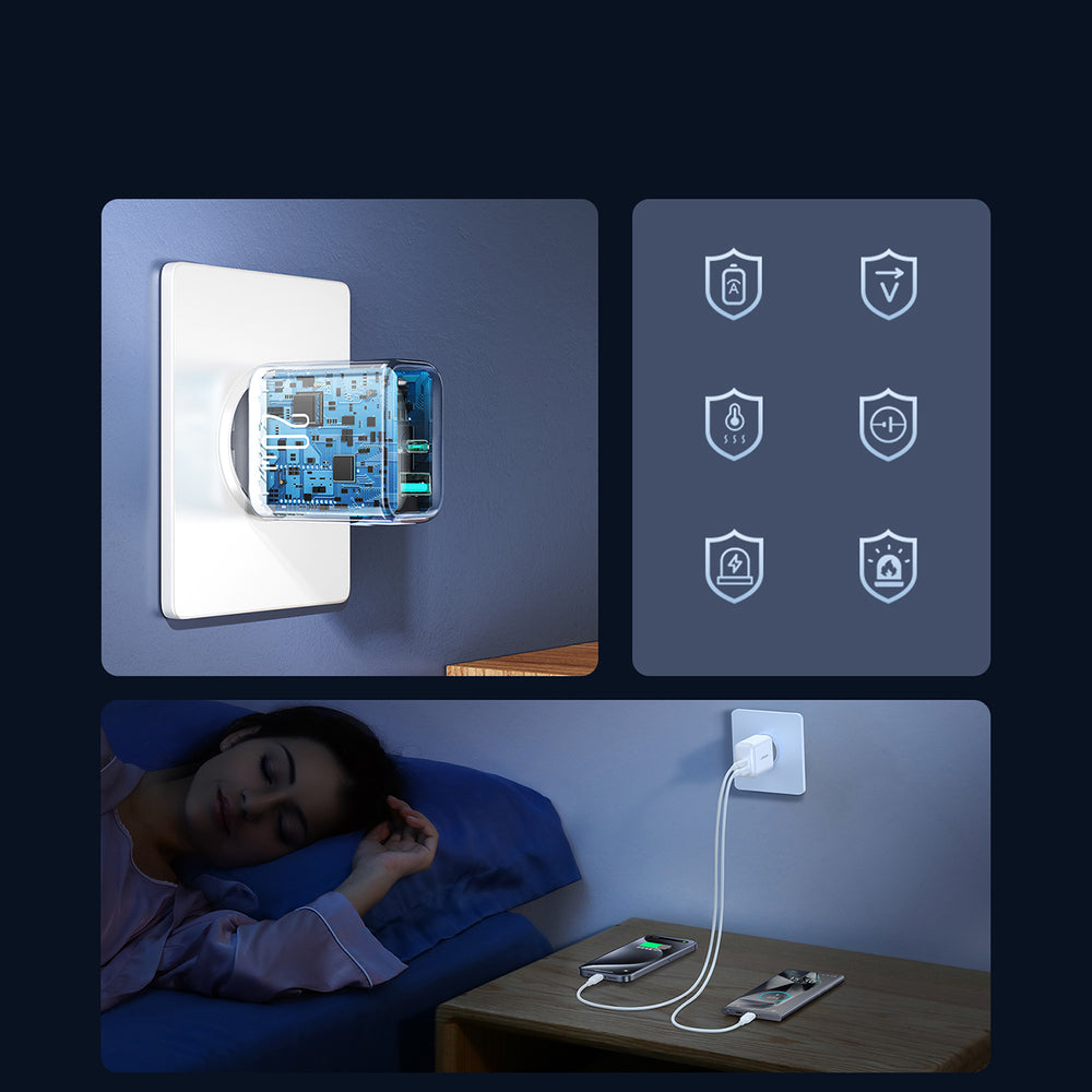 Joyroom JR-TCF21 netværksoplader USB-C / USB-A 20W PD / QC 3.0 - hvid