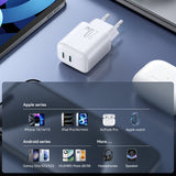 Joyroom JR-TCF12 strømoplader 2x USB-C 20W PD / QC 3.0 - hvid