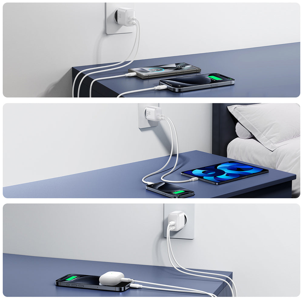 Joyroom JR-TCF12 strømoplader 2x USB-C 20W PD / QC 3.0 - hvid